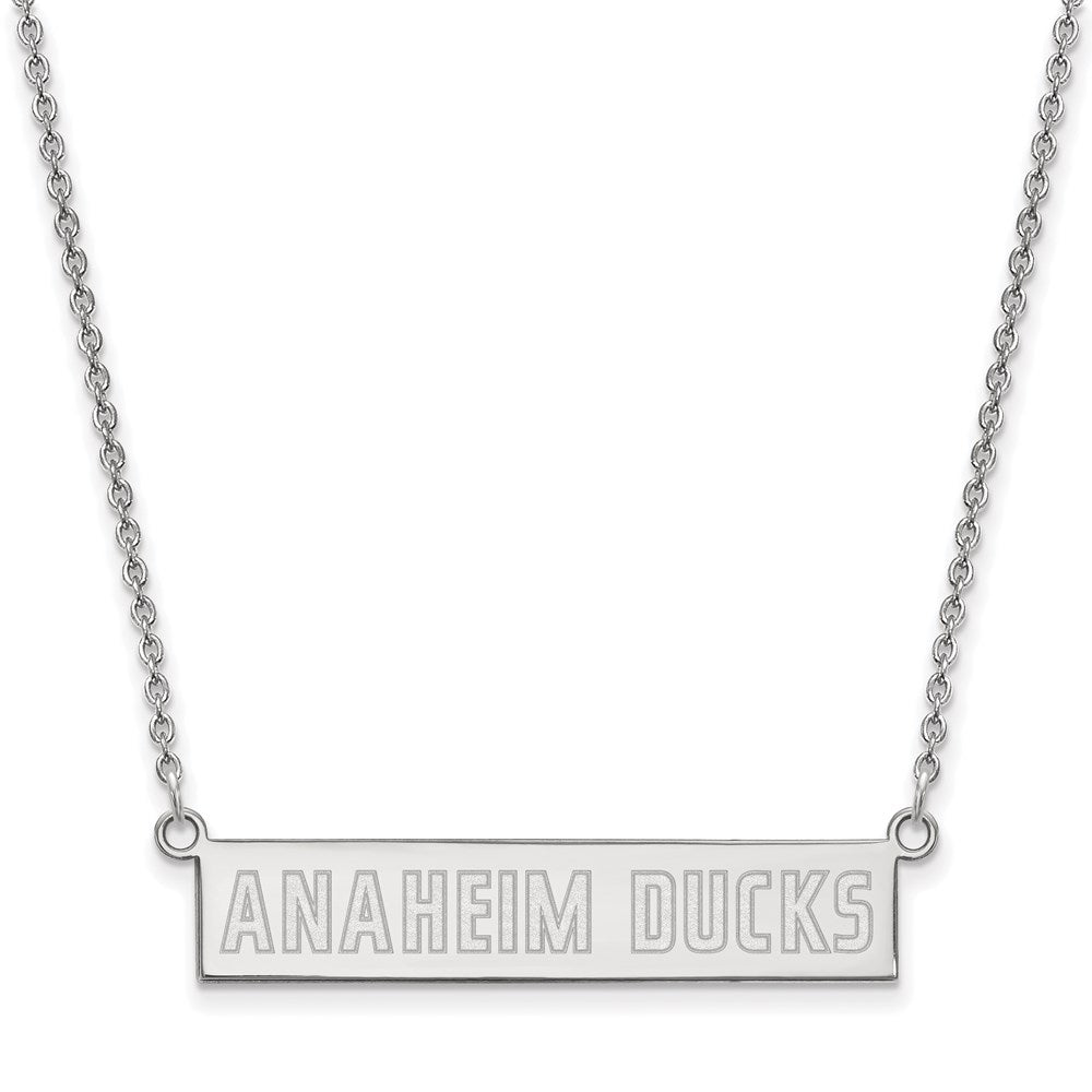 Sterling Silver NHL Anaheim Ducks SM Bar Necklace, 18 In, Item N22757 by The Black Bow Jewelry Co.