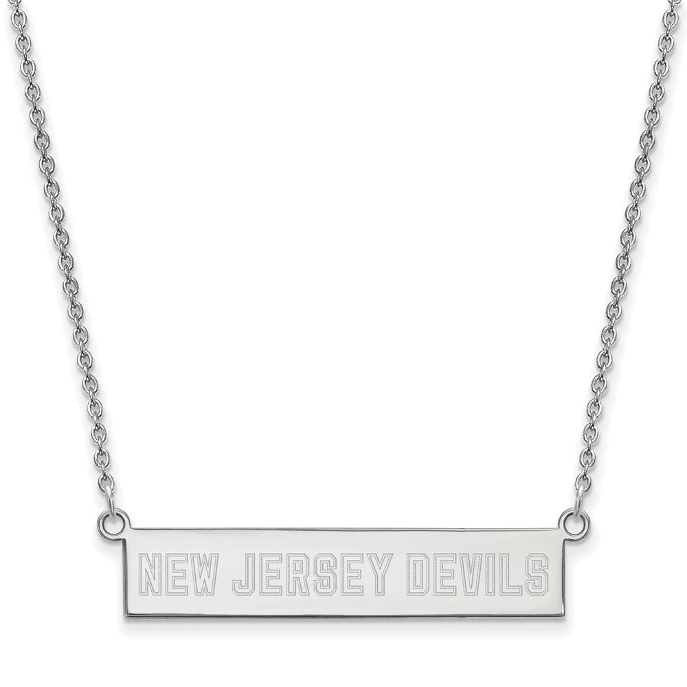 Sterling Silver NHL New Jersey Devils SM Bar Necklace, 18 In, Item N22759 by The Black Bow Jewelry Co.