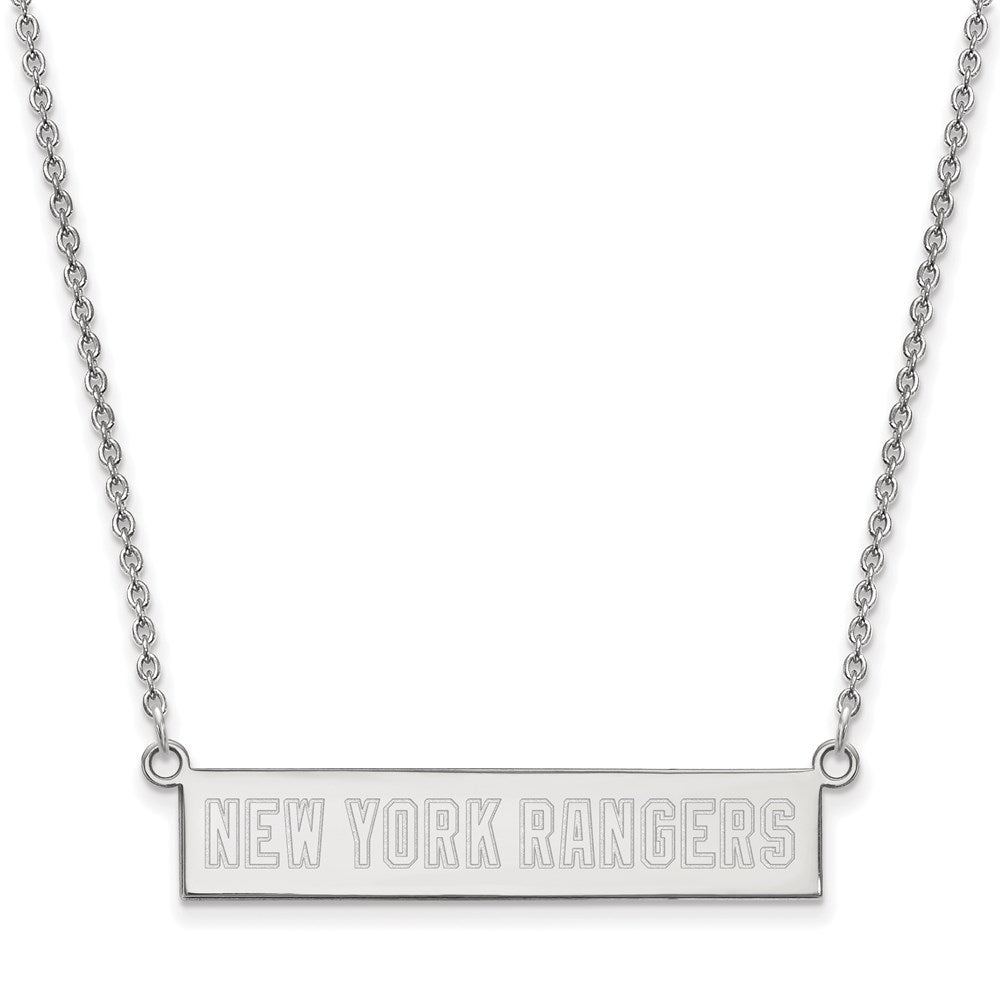 Sterling Silver NHL New York Rangers Small Bar Necklace, 18 In, Item N22761 by The Black Bow Jewelry Co.
