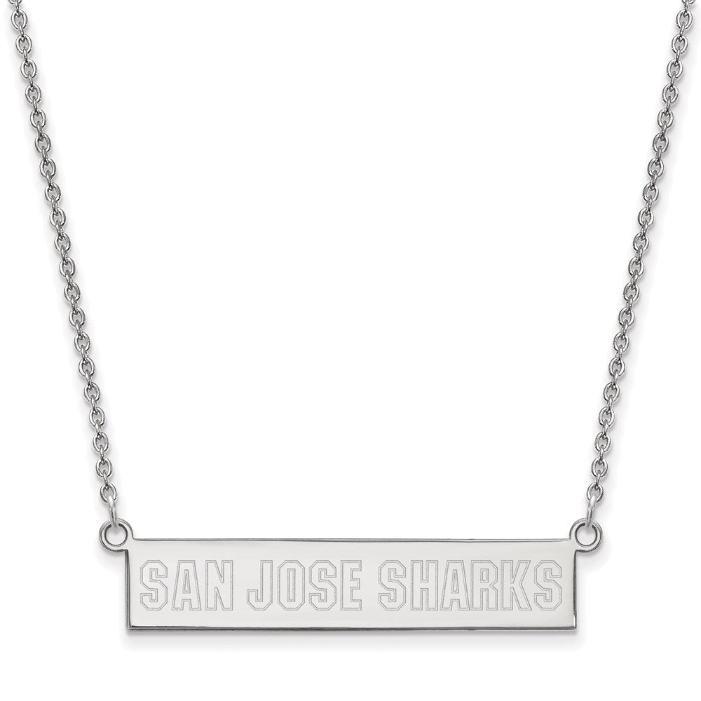 Sterling Silver NHL San Jose Sharks Small Bar Necklace, 18 In, Item N22762 by The Black Bow Jewelry Co.