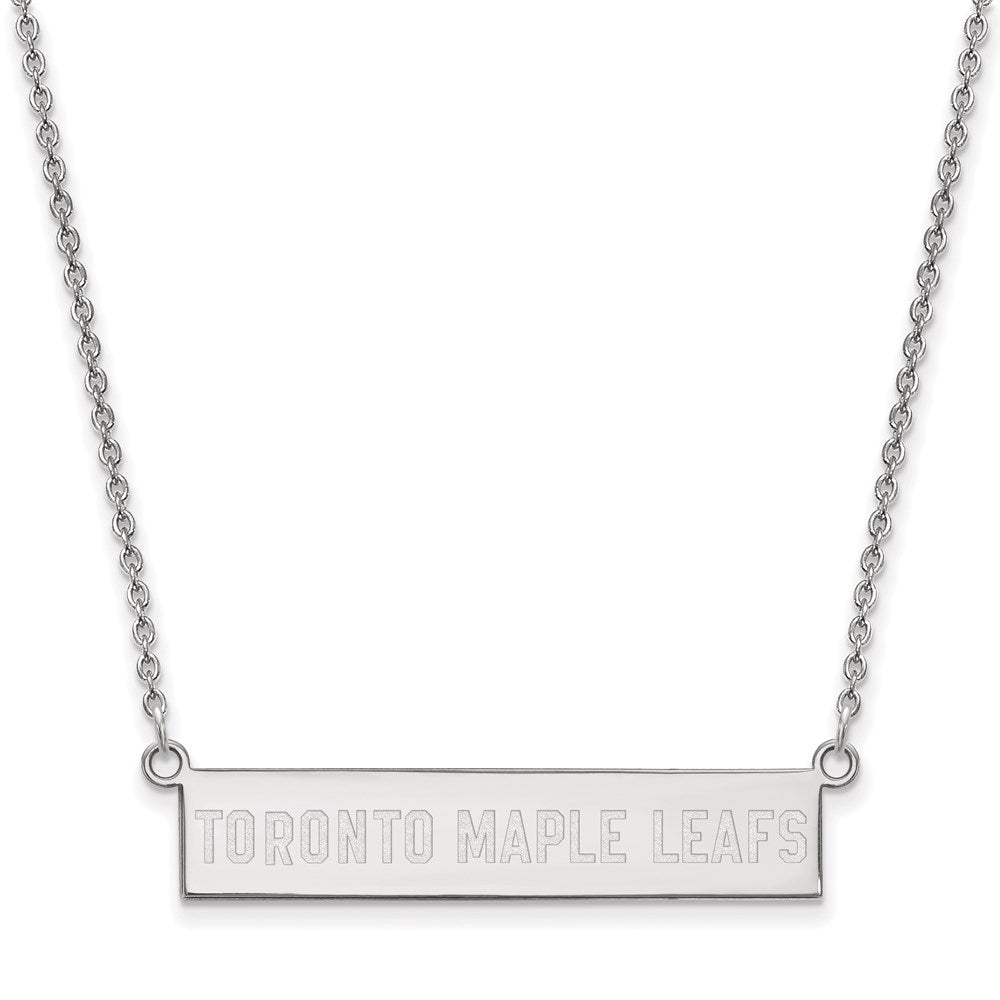 Sterling Silver NHL Maple Leafs Small Bar Necklace, 18 In, Item N22765 by The Black Bow Jewelry Co.