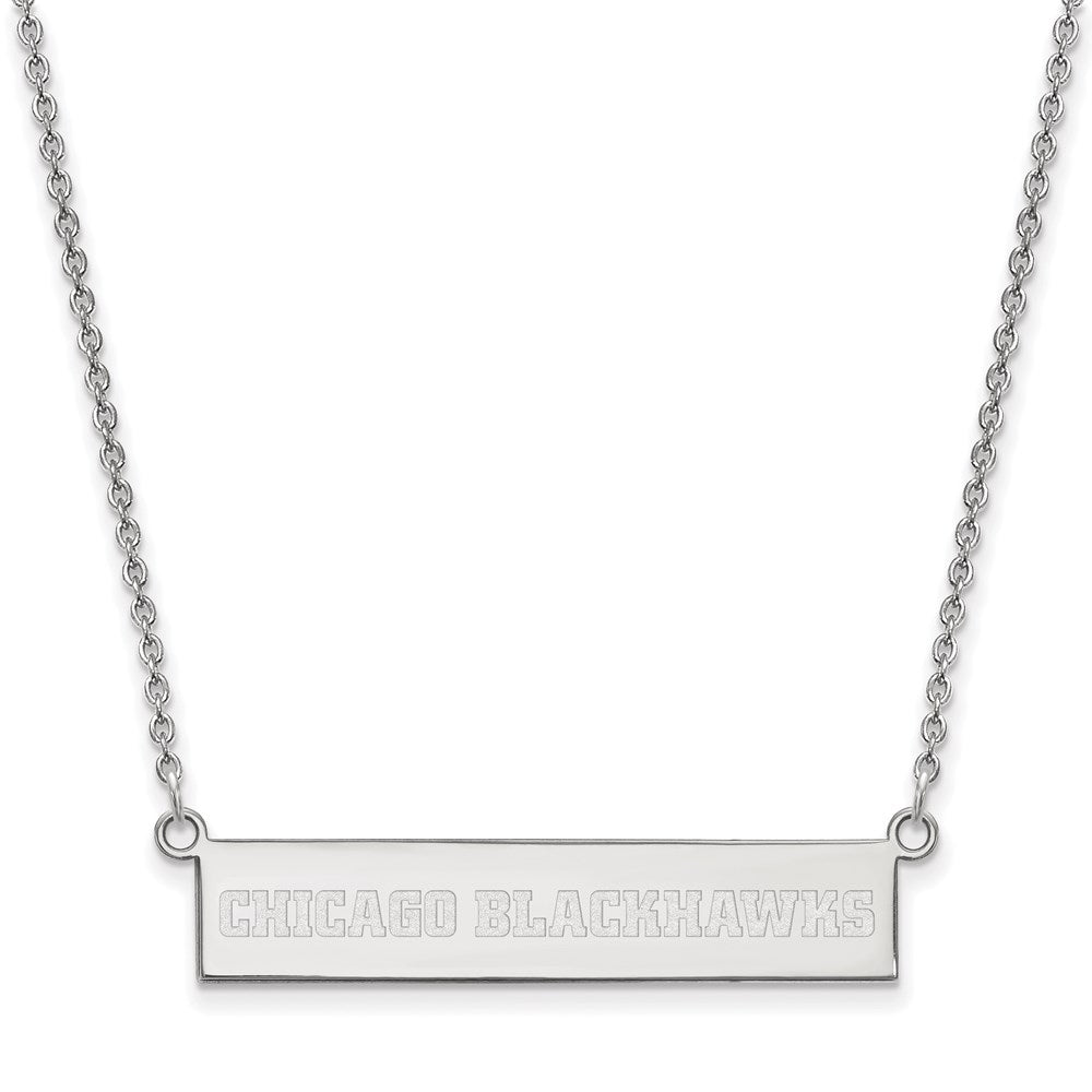 Sterling Silver NHL Chicago Blackhawks SM Bar Necklace, 18in, Item N22769 by The Black Bow Jewelry Co.