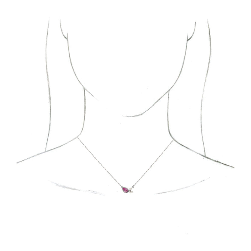 Alternate view of the 14k White Gold Pink Sapphire & 1/8 Ctw Diamond Necklace by The Black Bow Jewelry Co.
