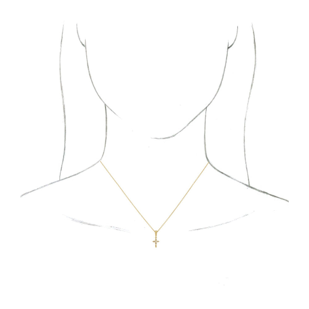 Alternate view of the 14K Yellow Gold .03Ctw Diamond Petite Vintage Cross Necklace, 16-18 In by The Black Bow Jewelry Co.