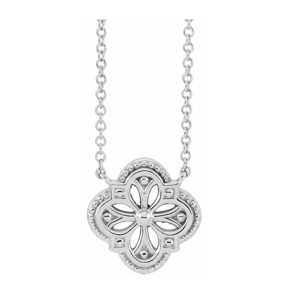 14K White or Yellow Gold Vintage Inspired Clover Necklace, 18 Inch, Item N22782 by The Black Bow Jewelry Co.