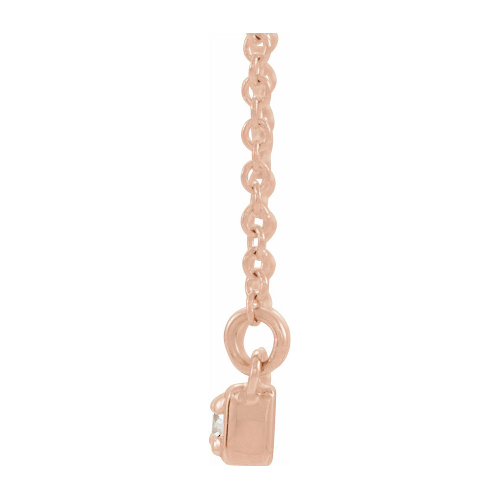 Alternate view of the 14K Rose Gold 1/5 CTW Diamond 3 Stone Bar Necklace, 16-18 Inch by The Black Bow Jewelry Co.