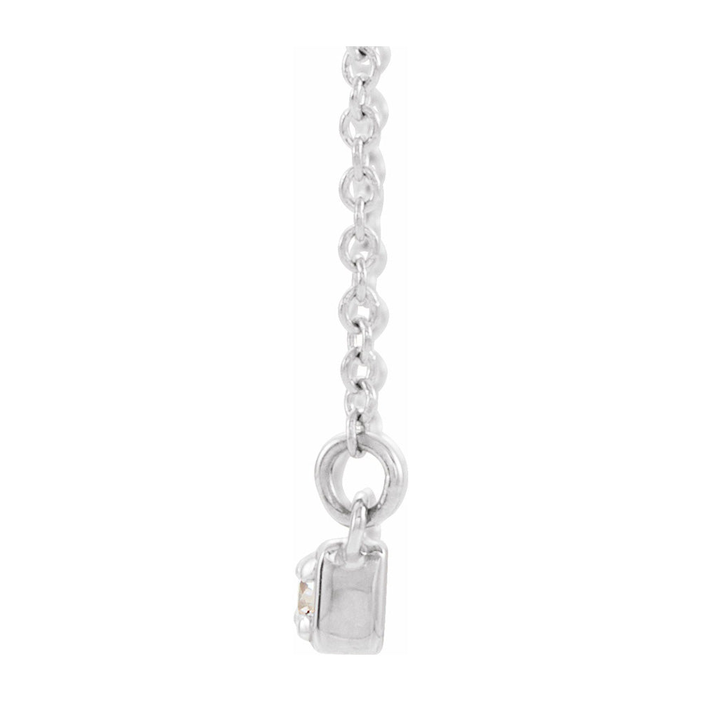 Alternate view of the 14K White Gold 1/5 CTW Diamond 3 Stone Bar Necklace, 16-18 Inch by The Black Bow Jewelry Co.