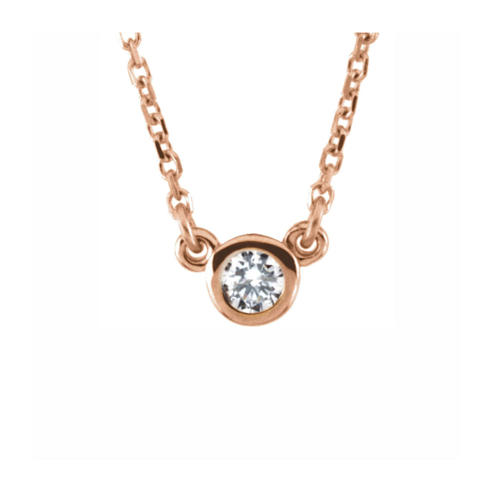 14K Rose Gold 1/10 CT Diamond Solitaire Necklace, 18 Inch, Item N22784-10 by The Black Bow Jewelry Co.