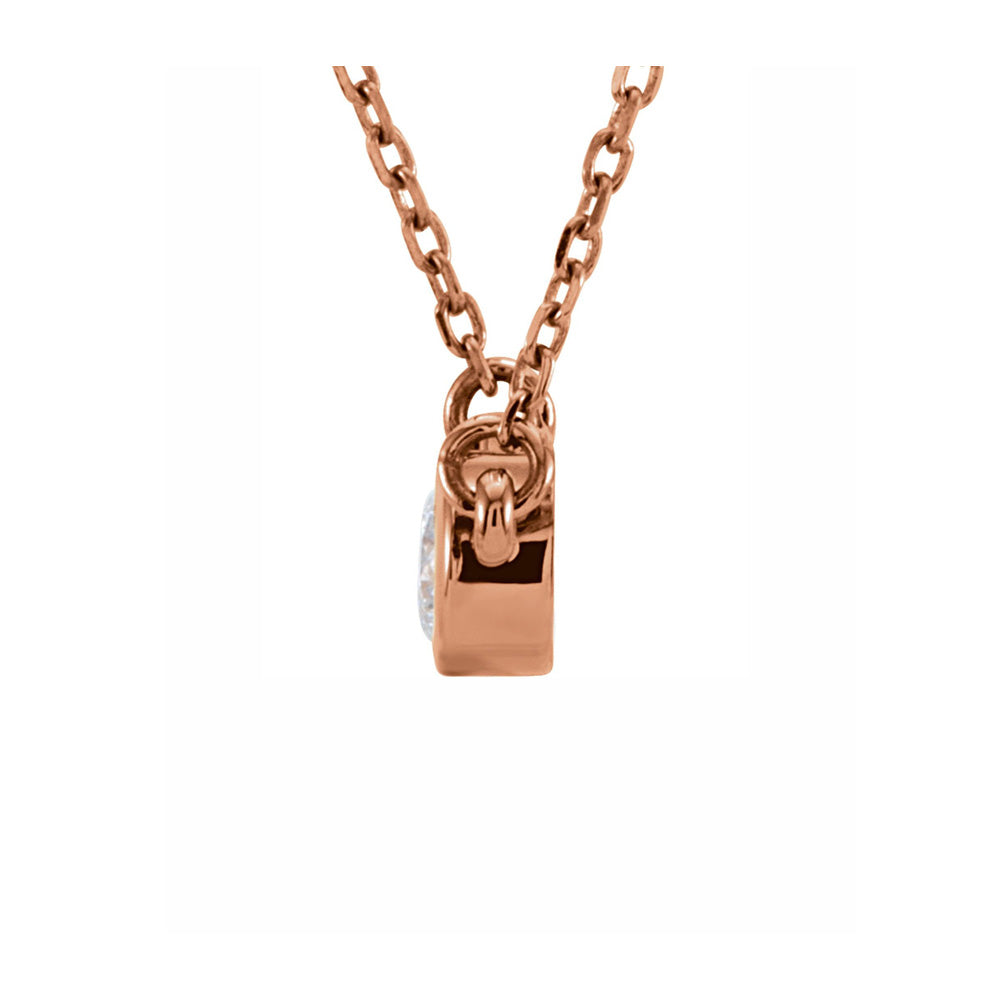 Alternate view of the 14K Rose Gold 1/10 CT Diamond Solitaire Necklace, 18 Inch by The Black Bow Jewelry Co.