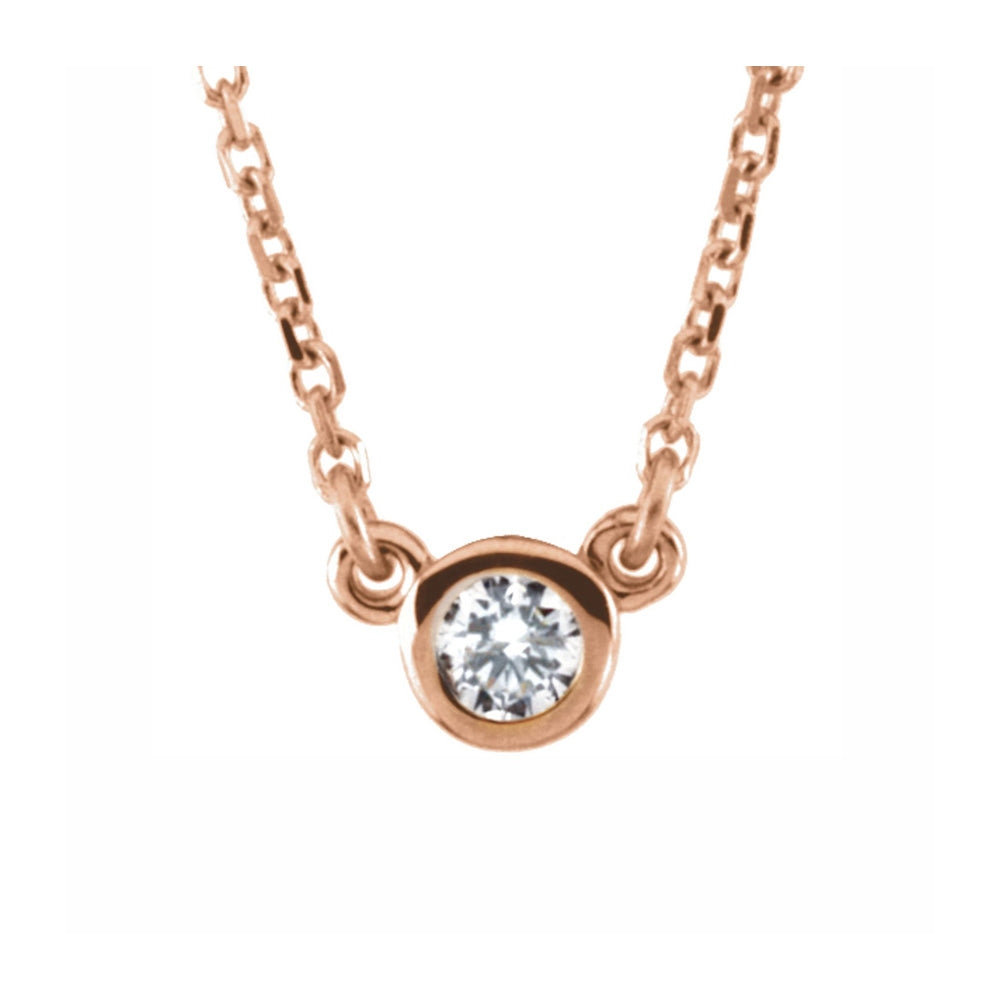 14K Rose Gold 1/6 CT Diamond Solitaire Necklace, 18 Inch, Item N22784-16 by The Black Bow Jewelry Co.