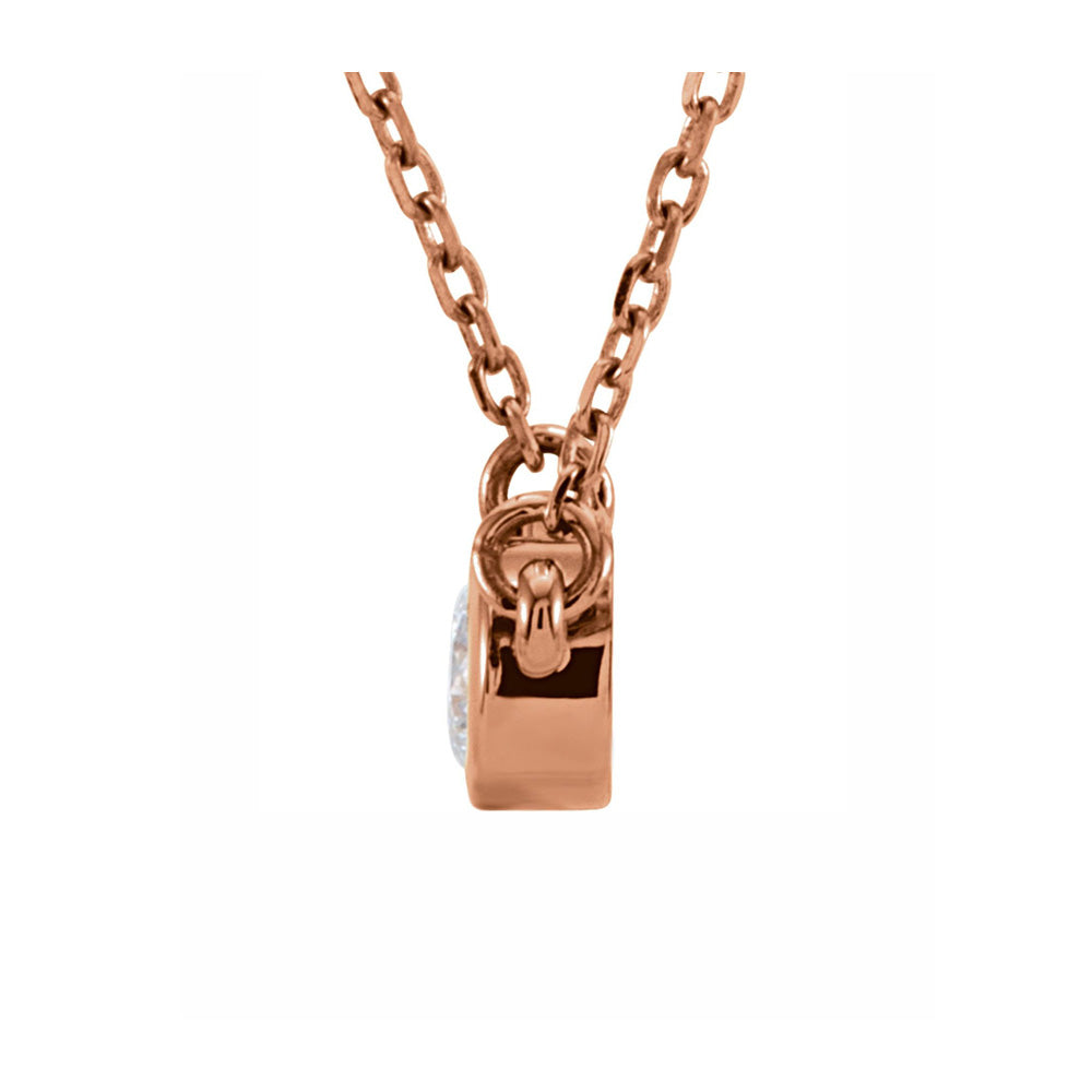 Alternate view of the 14K Rose Gold 1/6 CT Diamond Solitaire Necklace, 18 Inch by The Black Bow Jewelry Co.