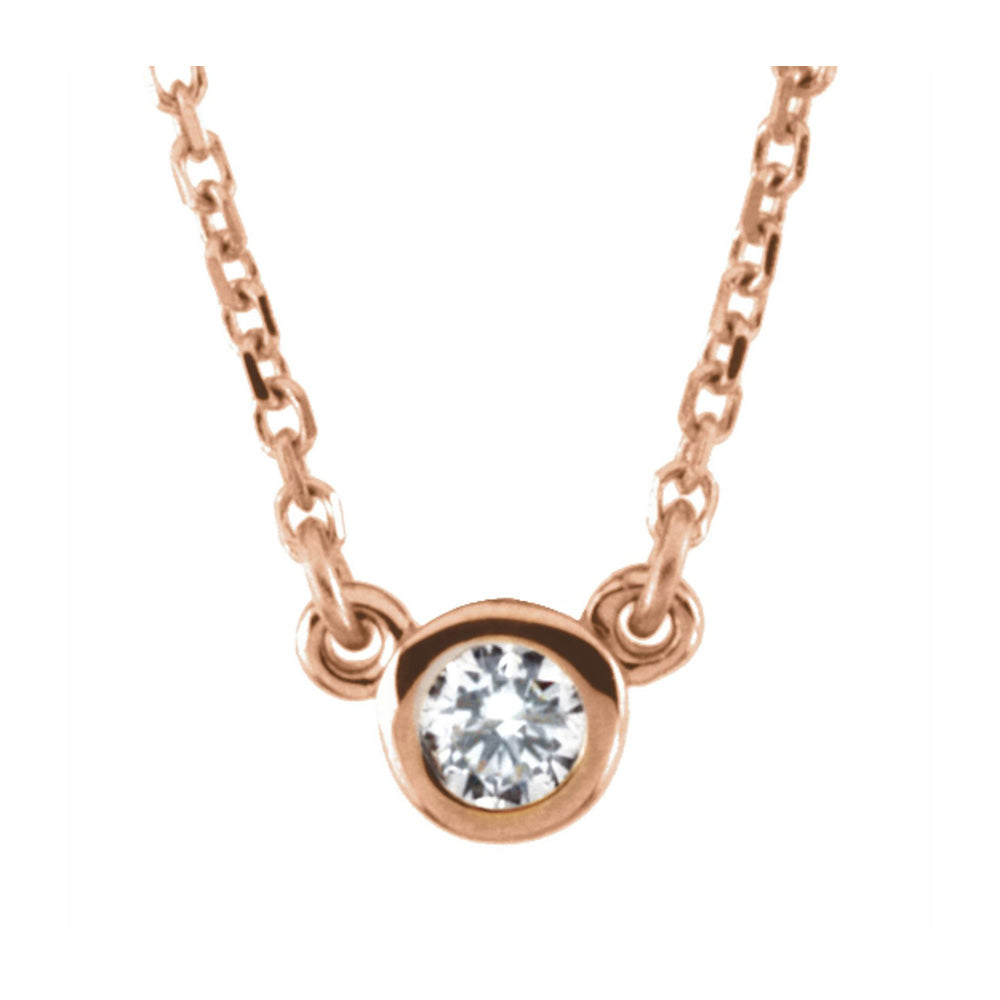 14K Rose Gold 1/10, 1/6, 1/4, 1/3 or 1/2 CT Diamond Solitaire Necklace, Item N22784 by The Black Bow Jewelry Co.