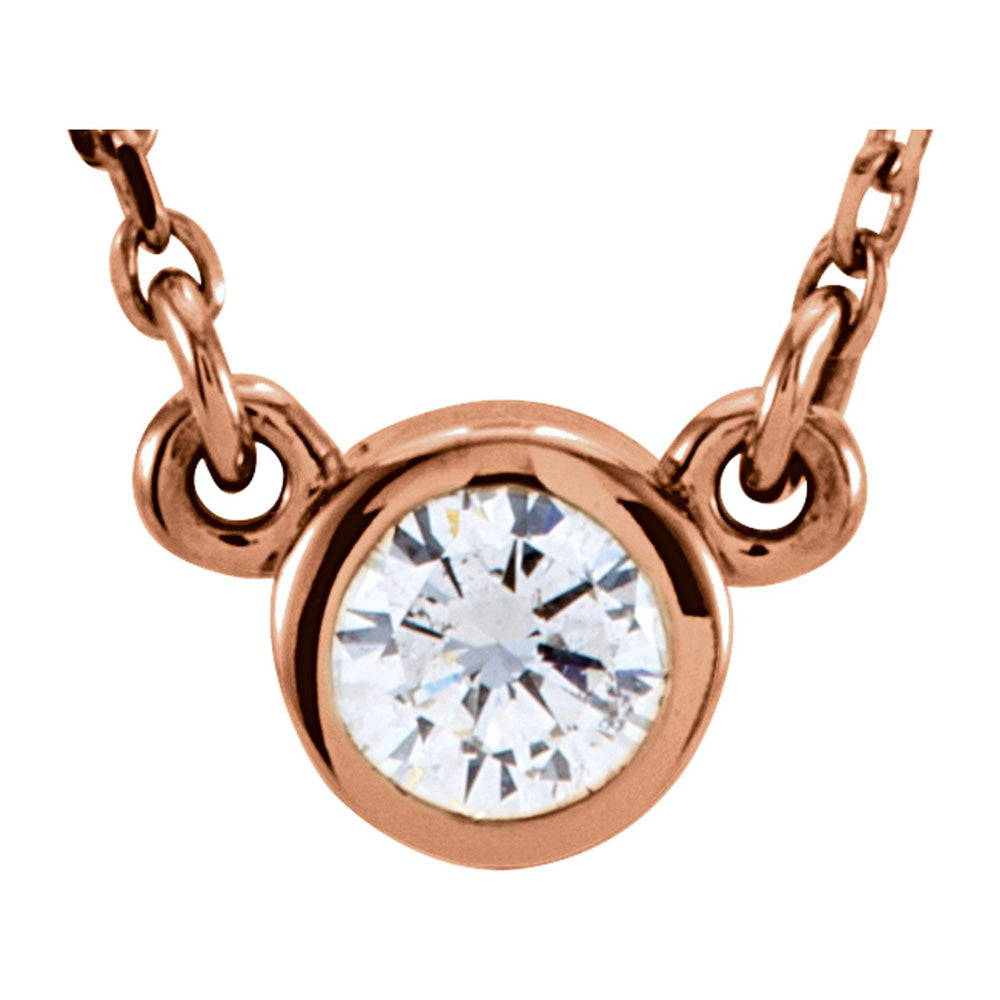 14K Rose Gold 1/3 CT Diamond Solitaire Necklace, 18 Inch, Item N22784-33 by The Black Bow Jewelry Co.