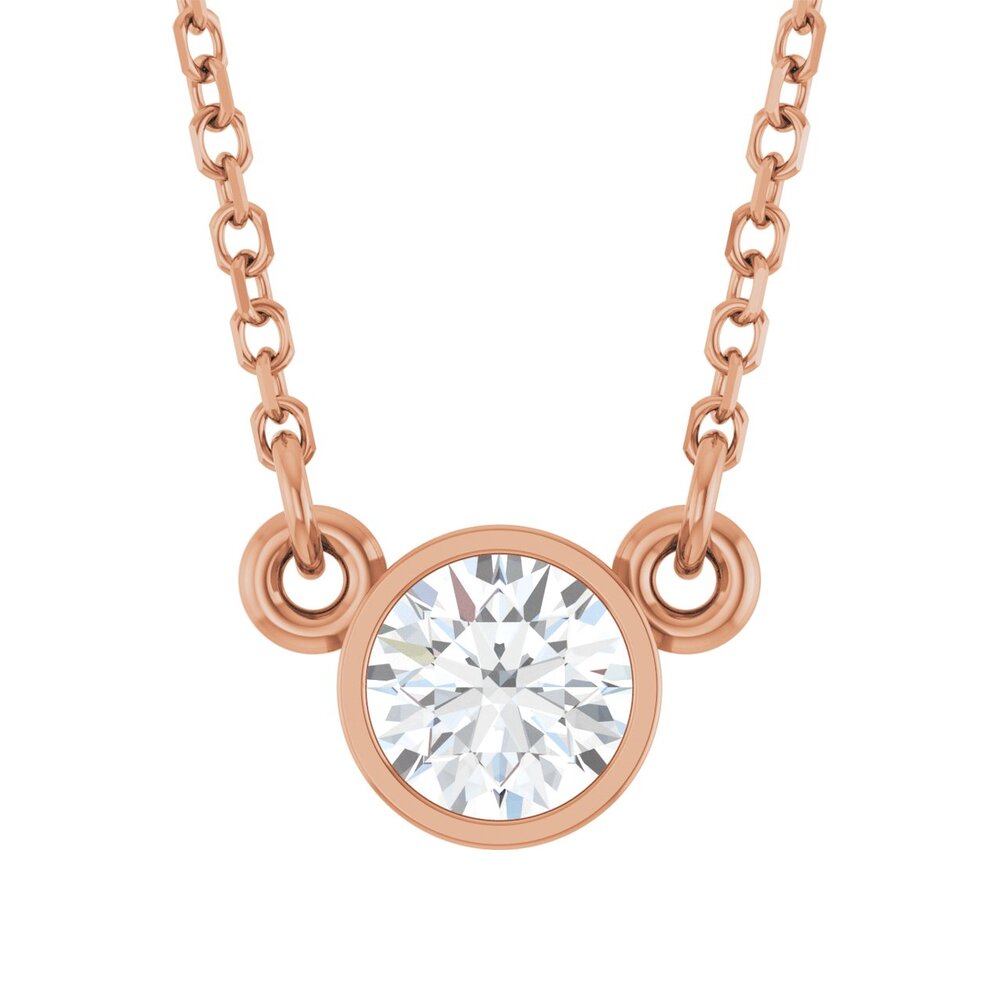 14K Rose Gold 1/3 CT Diamond Solitaire Necklace, 18 Inch, Item N22784-33 by The Black Bow Jewelry Co.