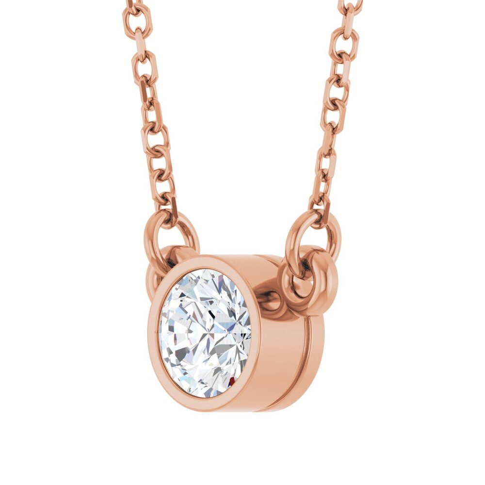 Alternate view of the 14K Rose Gold 1/10, 1/6, 1/4, 1/3 or 1/2 CT Diamond Solitaire Necklace by The Black Bow Jewelry Co.