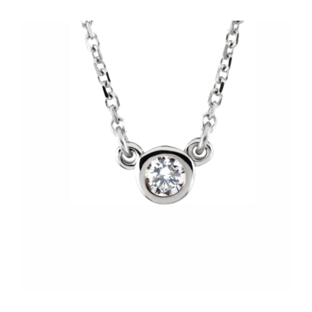 14K White Gold 1/10 CT Diamond Solitaire Necklace, 18 Inch, Item N22785-10 by The Black Bow Jewelry Co.