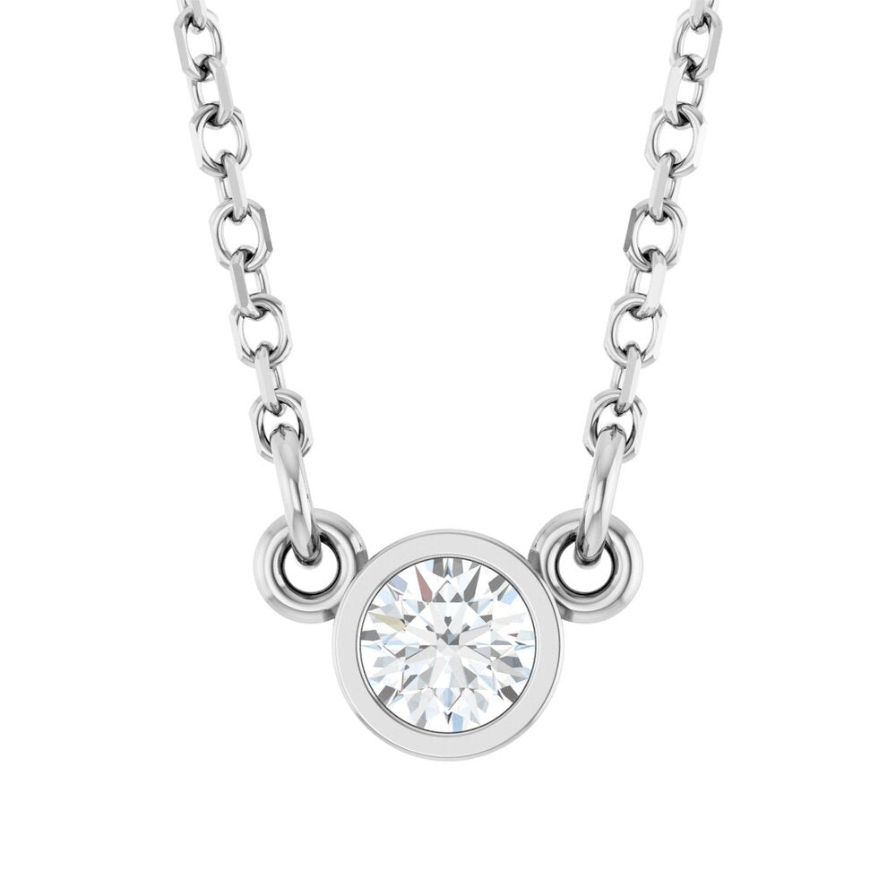 14K White Gold 1/10 CT Diamond Solitaire Necklace, 18 Inch, Item N22785-10 by The Black Bow Jewelry Co.