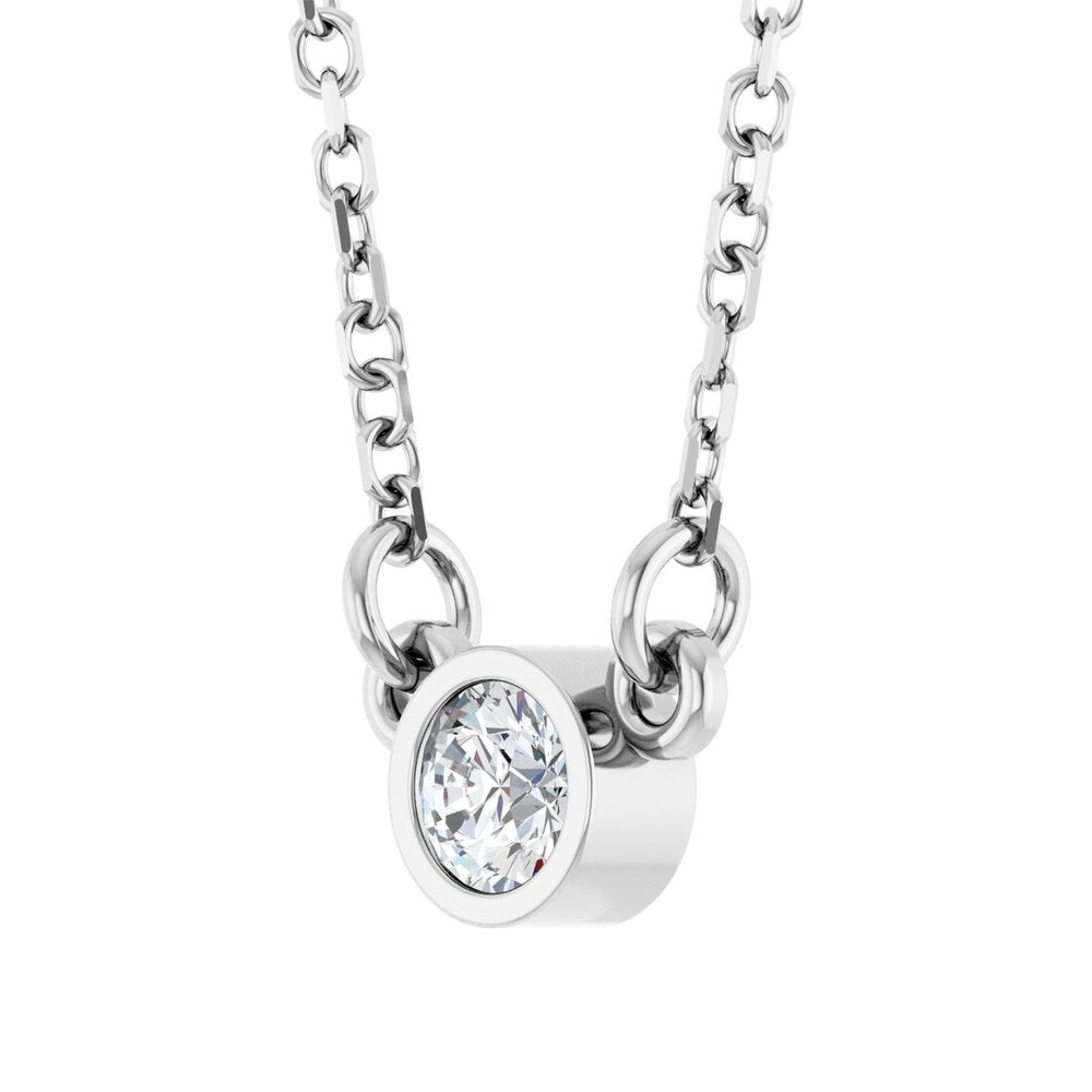 Alternate view of the 14K White Gold 1/10, 1/6, 1/4, 1/3 or 1/2Ct Diamond Solitaire Necklace by The Black Bow Jewelry Co.