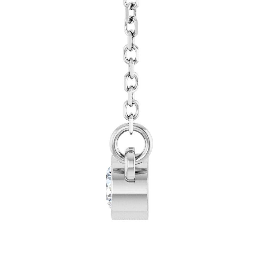 Alternate view of the 14K White Gold 1/10 CT Diamond Solitaire Necklace, 18 Inch by The Black Bow Jewelry Co.