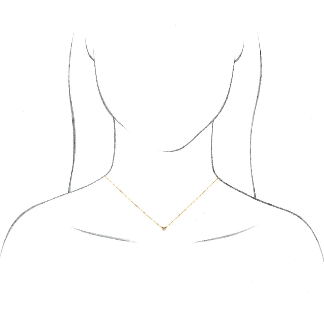 Alternate view of the 14K White Gold 1/10 CT Diamond Solitaire Necklace, 18 Inch by The Black Bow Jewelry Co.