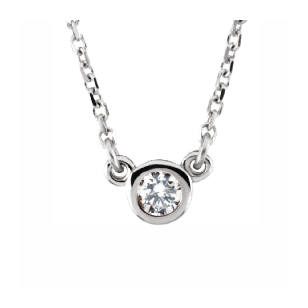 14K White Gold 1/6 CT Diamond Solitaire Necklace, 18 Inch, Item N22785-16 by The Black Bow Jewelry Co.