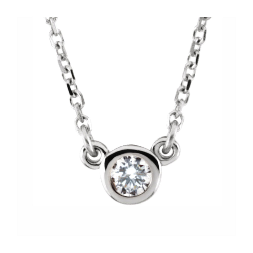 14K White Gold 1/4 CT Diamond Solitaire Necklace, 18 Inch, Item N22785-25 by The Black Bow Jewelry Co.