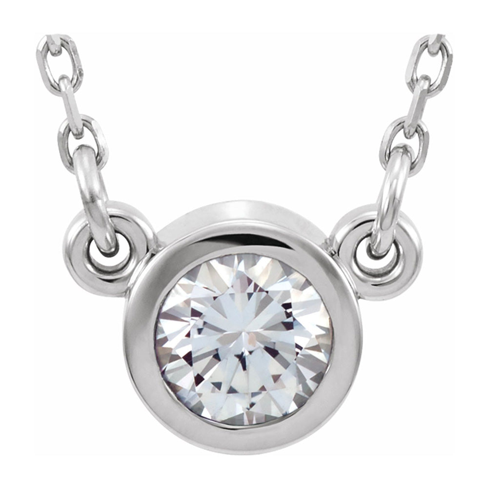 14K White Gold 1/2 CT Diamond Solitaire Necklace, 18 Inch, Item N22785-50 by The Black Bow Jewelry Co.