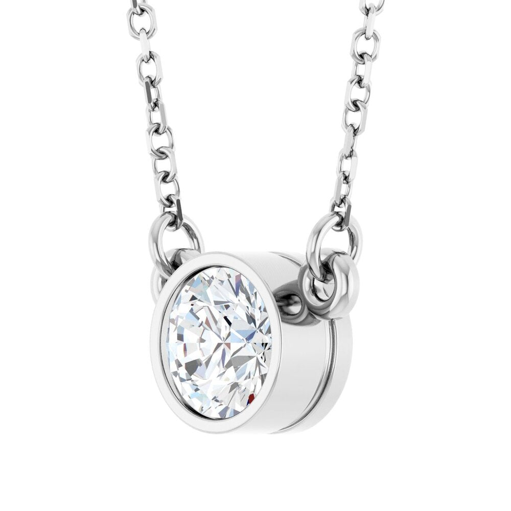 Alternate view of the 14K White Gold 1/2 CT Diamond Solitaire Necklace, 18 Inch by The Black Bow Jewelry Co.
