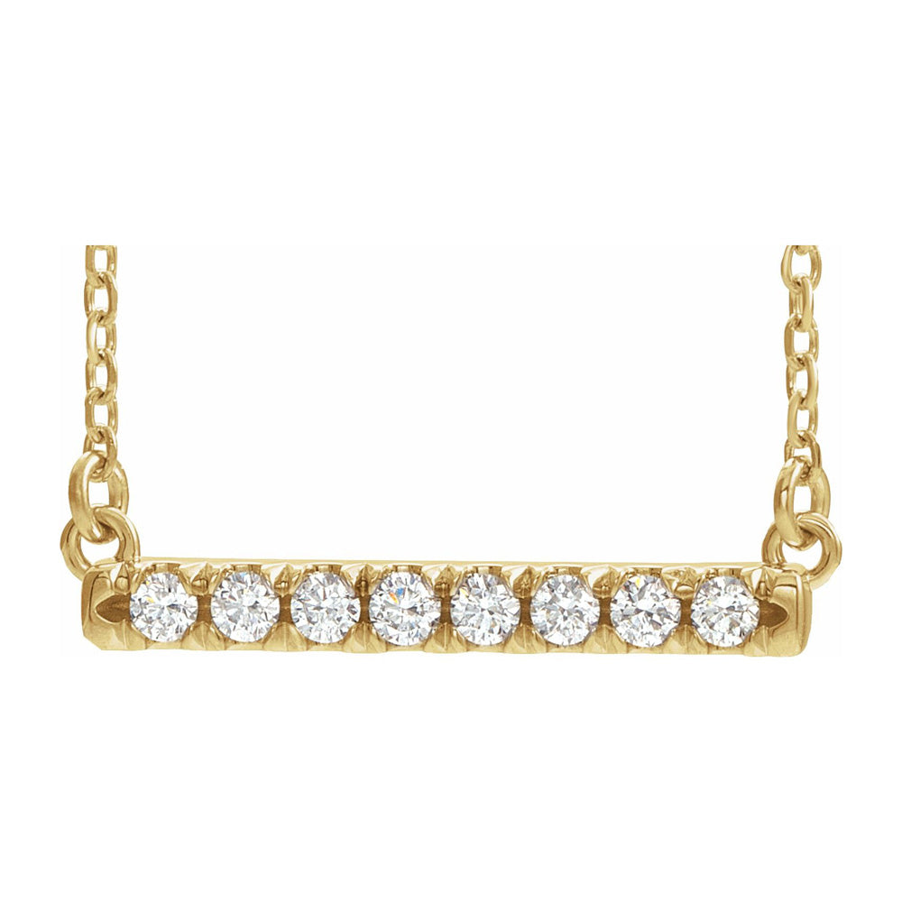 Alternate view of the 14K Yellow or White Gold 1/4 CTW Diamond 22mm Bar Necklace, 18 In by The Black Bow Jewelry Co.