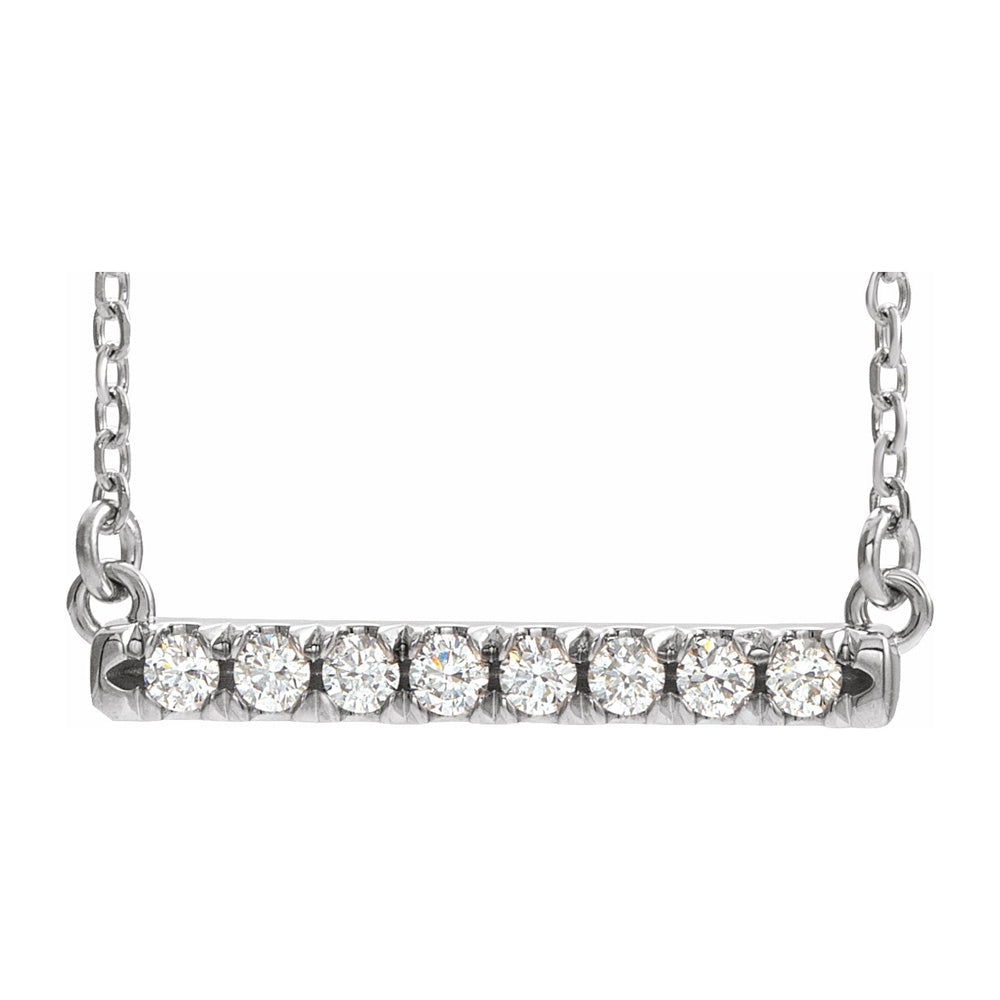 14K Yellow or White Gold 1/2 CTW Diamond 26mm Bar Necklace, 18 In, Item N22787 by The Black Bow Jewelry Co.