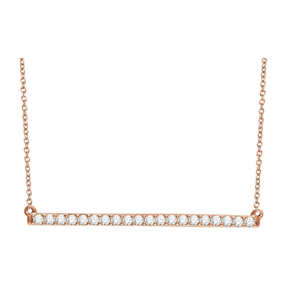 Alternate view of the 14K Yellow, White or Rose Gold 1/2 CTW Diamond 40mm Bar Necklace by The Black Bow Jewelry Co.