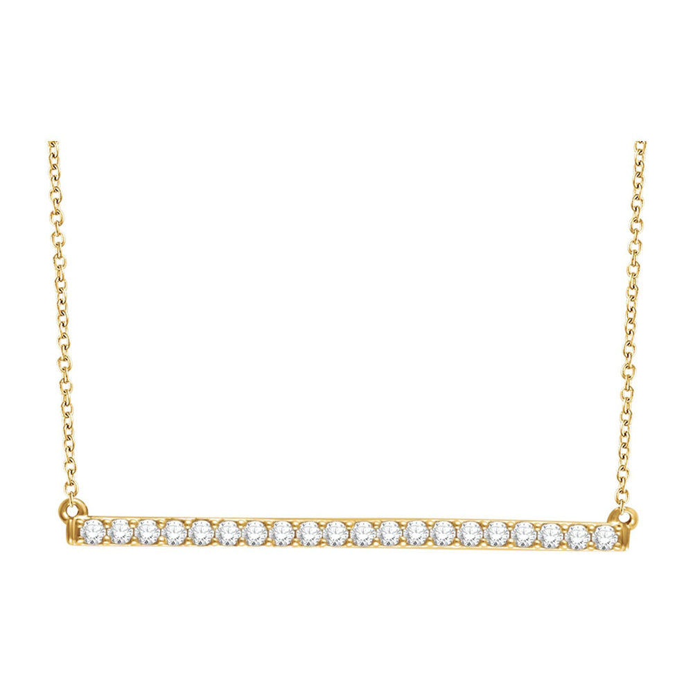 14K Yellow, White or Rose Gold 1/2 CTW Diamond 40mm Bar Necklace, Item N22788 by The Black Bow Jewelry Co.