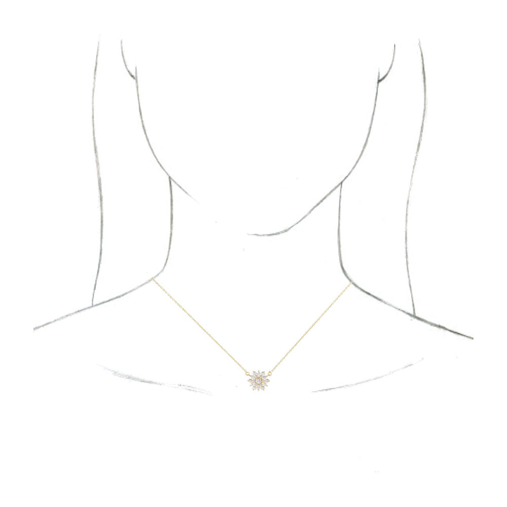 Alternate view of the 14K Yellow Gold 1/2 CTW Diamond Snowflake Necklace, 18 Inch by The Black Bow Jewelry Co.
