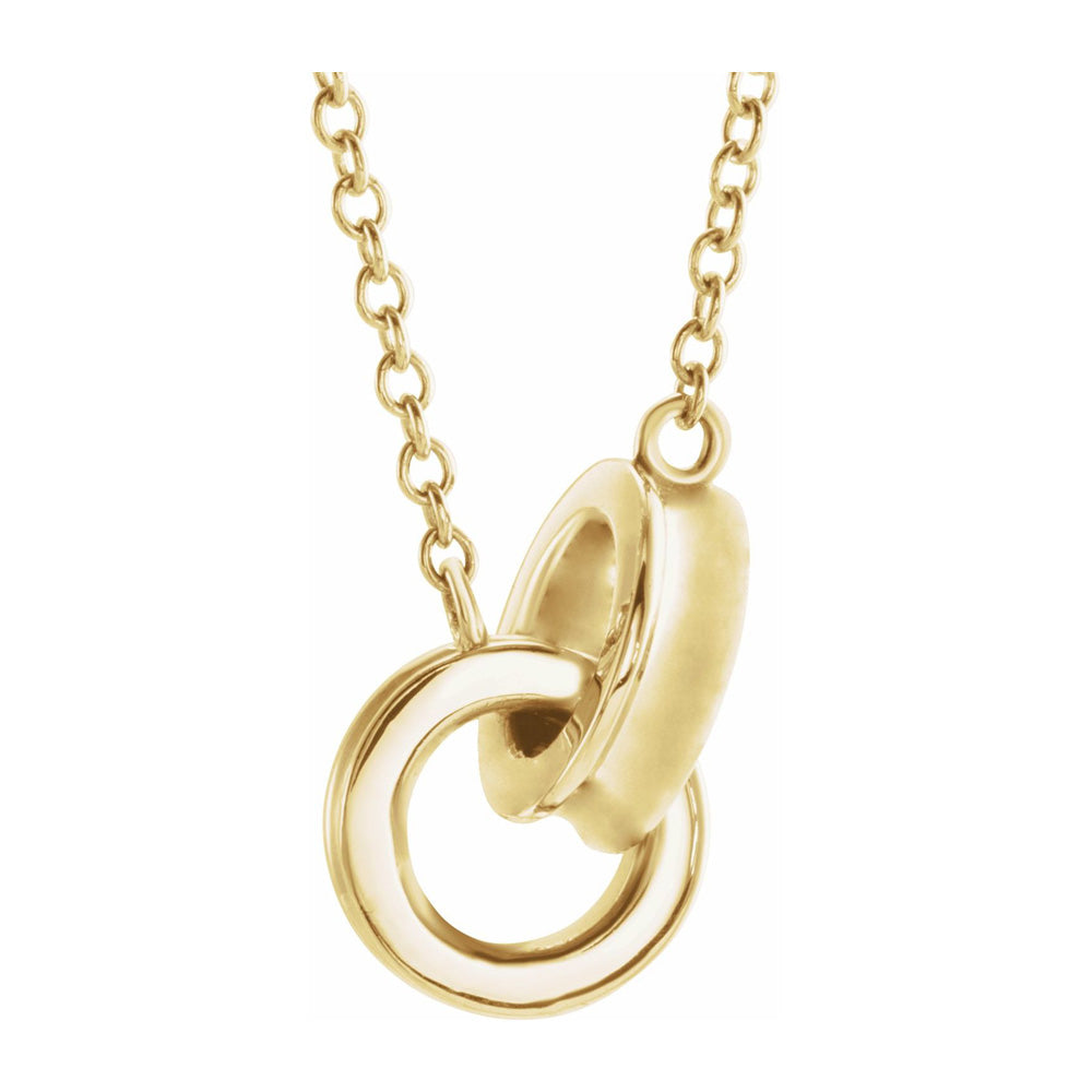 Alternate view of the 14K Single/Solid or Two Tone Gold Interlocking Circle Necklace, 18 In by The Black Bow Jewelry Co.