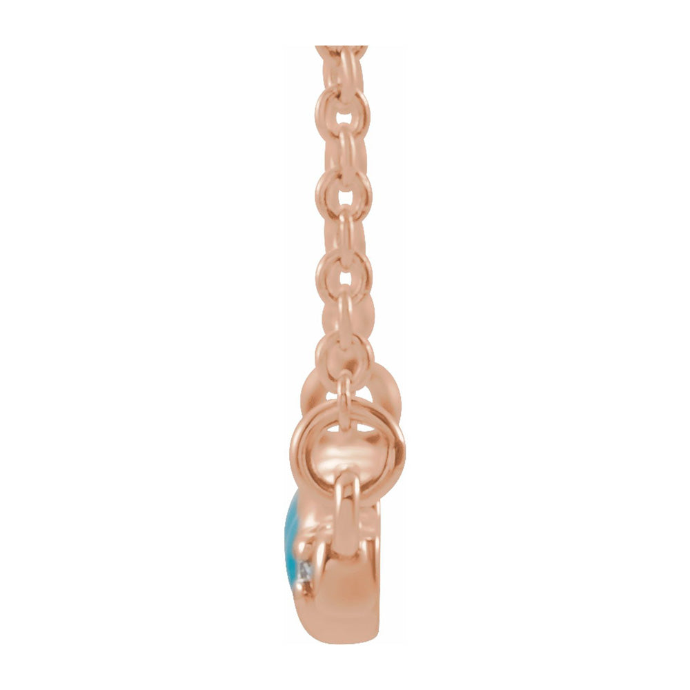 Alternate view of the 14K Rose Gold Turquoise &amp; 1/8 CTW Diamond Bar Necklace, 18 Inch by The Black Bow Jewelry Co.