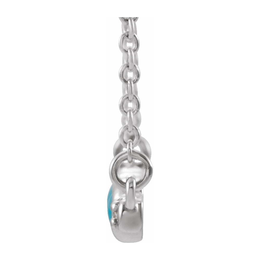 Alternate view of the 14K White Gold Turquoise &amp; 1/8 CTW Diamond Bar Necklace, 18 Inch by The Black Bow Jewelry Co.