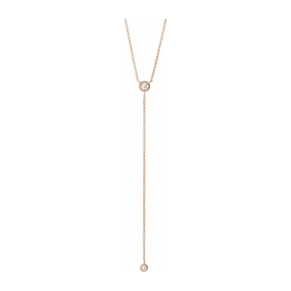 14K Rose, White or Yellow Gold 1/5 CTW Diamond 'Y' Necklace, 15-17 In