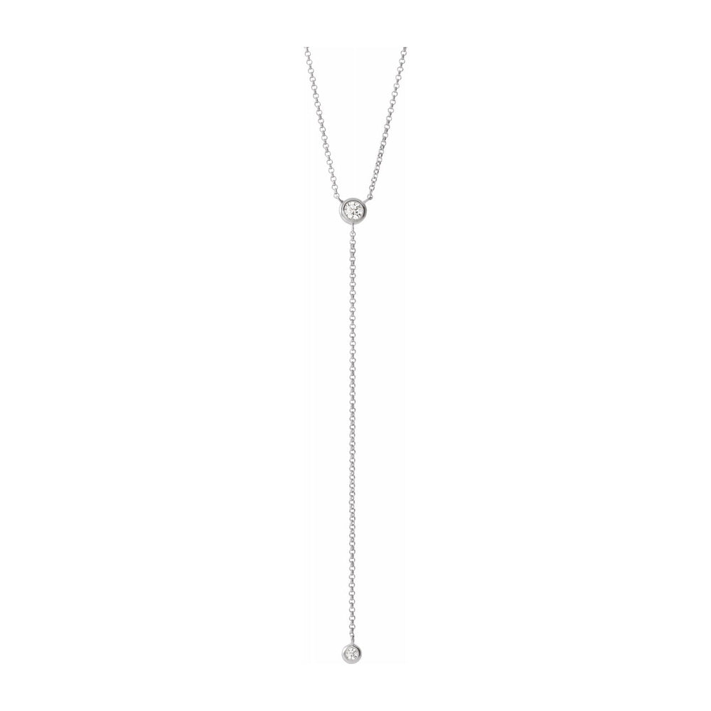 Alternate view of the 14K Rose, White or Yellow Gold 1/5 CTW Diamond 'Y' Necklace, 15-17 In by The Black Bow Jewelry Co.