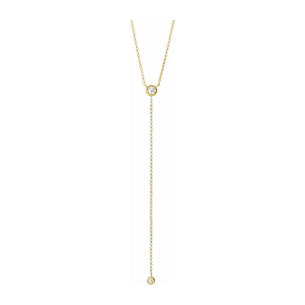 Alternate view of the 14K Rose, White or Yellow Gold 1/5 CTW Diamond 'Y' Necklace, 15-17 In by The Black Bow Jewelry Co.