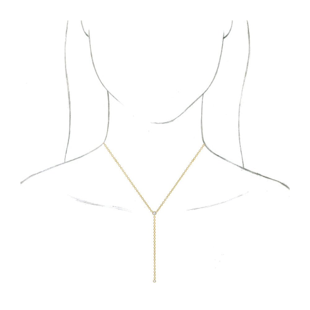 Alternate view of the 14K Yellow Gold 1/5 CTW Diamond 'Y' Necklace, 15-17 Inch by The Black Bow Jewelry Co.