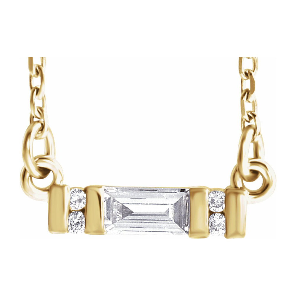 Alternate view of the 14K Yellow, White or Rose Gold 1/10 CTW Diamond Bar Necklace, 16-18 In by The Black Bow Jewelry Co.