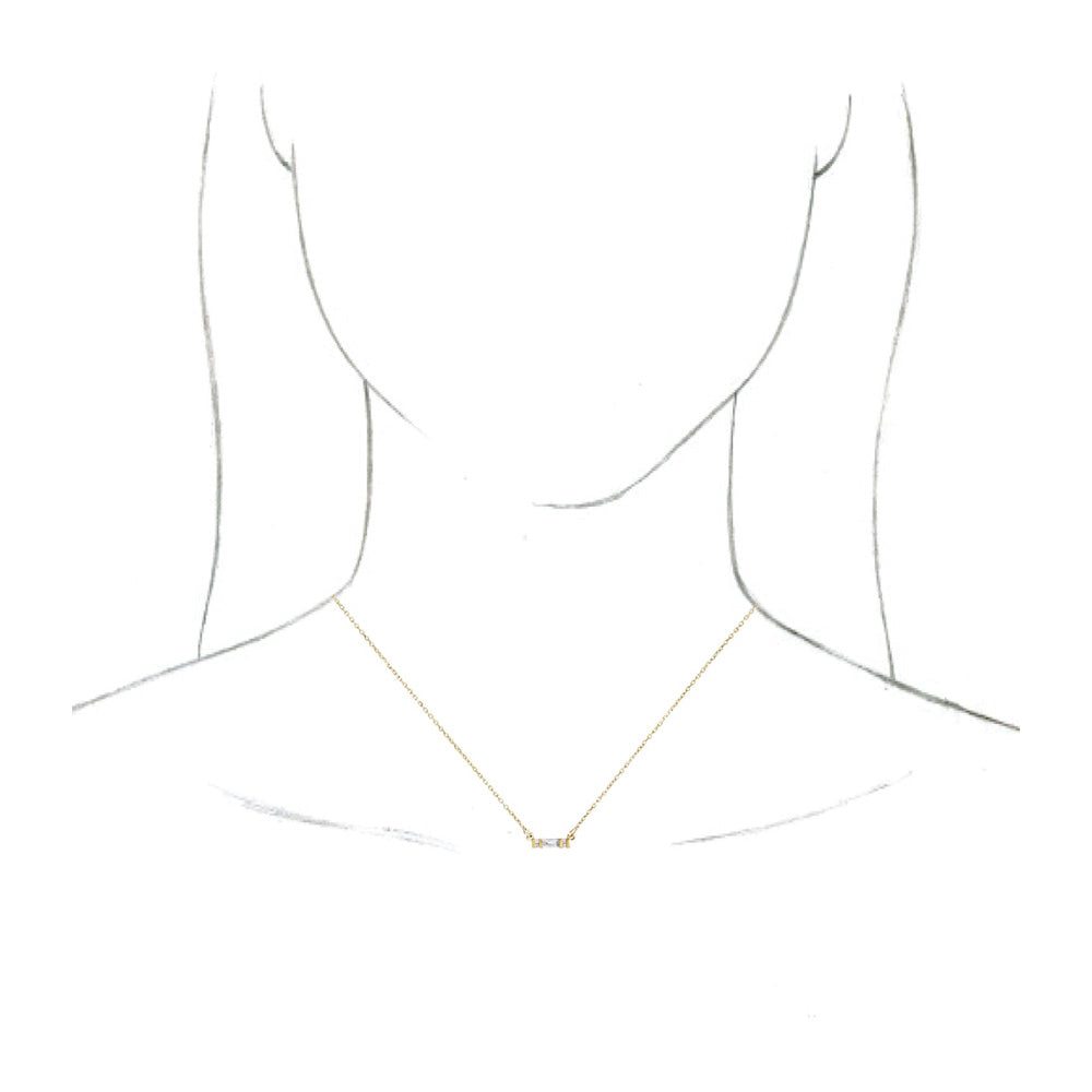 Alternate view of the 14K Yellow Gold 1/10 CTW Diamond Petite Bar Necklace, 16-18 Inch by The Black Bow Jewelry Co.