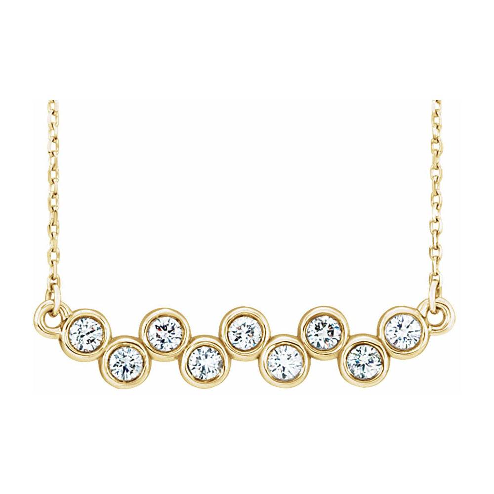 Alternate view of the 14K White, Rose or Yellow Gold 1/2 CTW Diamond Bar Necklace, 16-18 In by The Black Bow Jewelry Co.