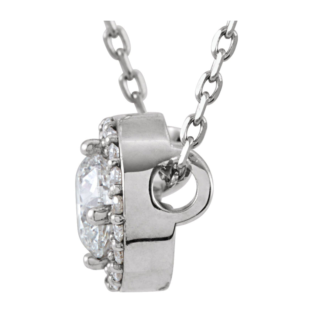 Alternate view of the 14K White Gold 1/4, 3/8, or 1/2 Ctw Diamond Halo Style Necklace, 16 In by The Black Bow Jewelry Co.