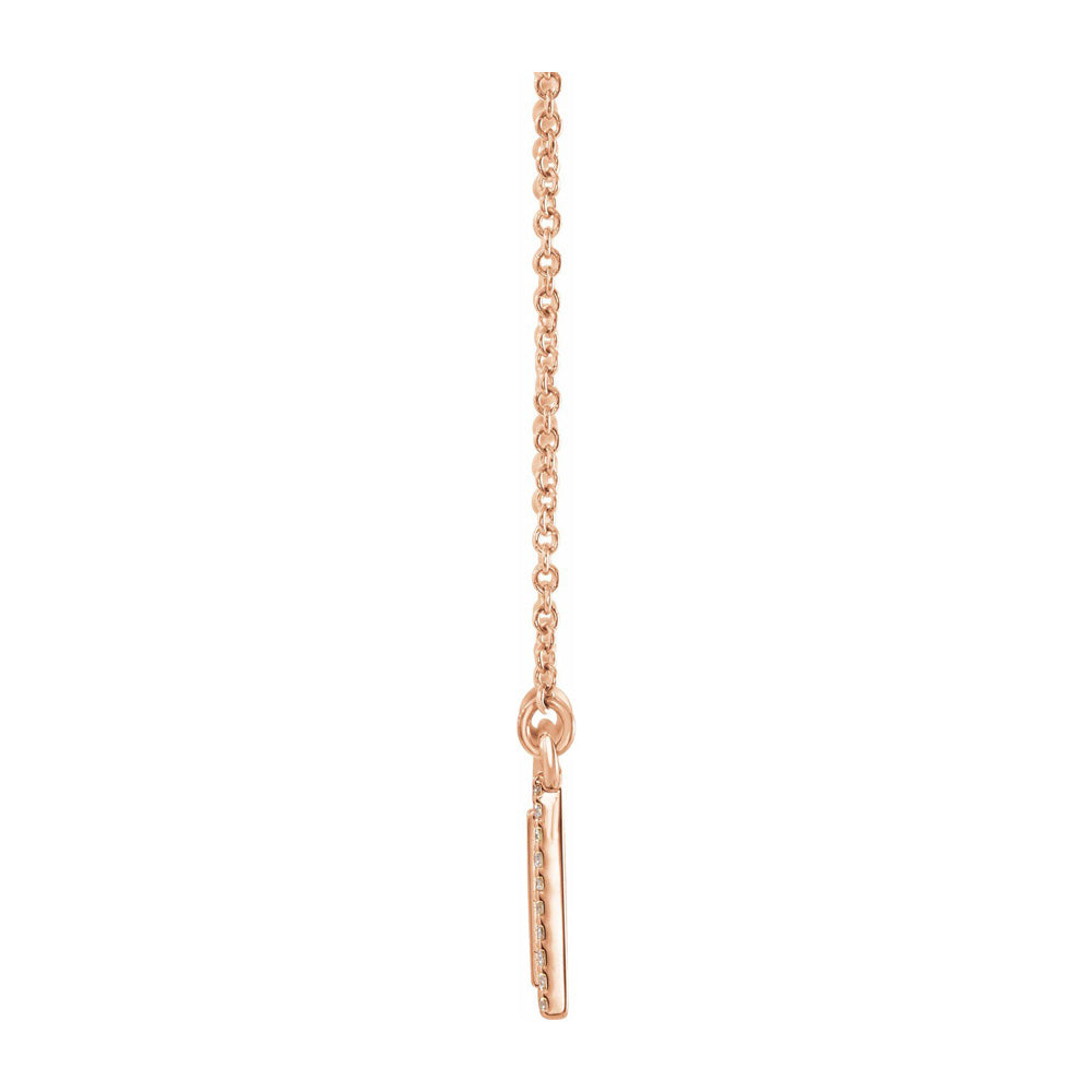 Alternate view of the 14K Rose Gold 1/6 CTW Diamond Bar Necklace, 18 Inch by The Black Bow Jewelry Co.