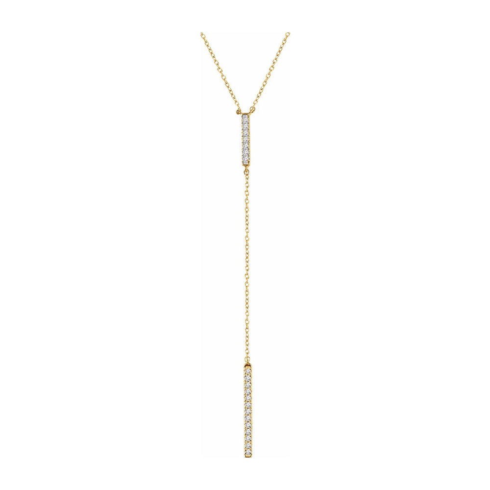 14K White, Yellow or Rose Gold Diamond Bar Y Drop Necklace, 16-18 Inch, Item N22802 by The Black Bow Jewelry Co.