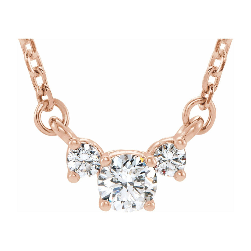 14K Yellow, White or Rose Gold &amp; Diamond 3 Stone Necklace, 16-18 Inch, Item N22804 by The Black Bow Jewelry Co.