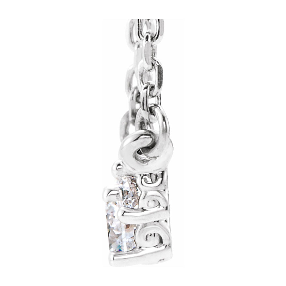Alternate view of the 14K White Gold 1/3 CTW Diamond 3 Stone Necklace, 16-18 Inch by The Black Bow Jewelry Co.