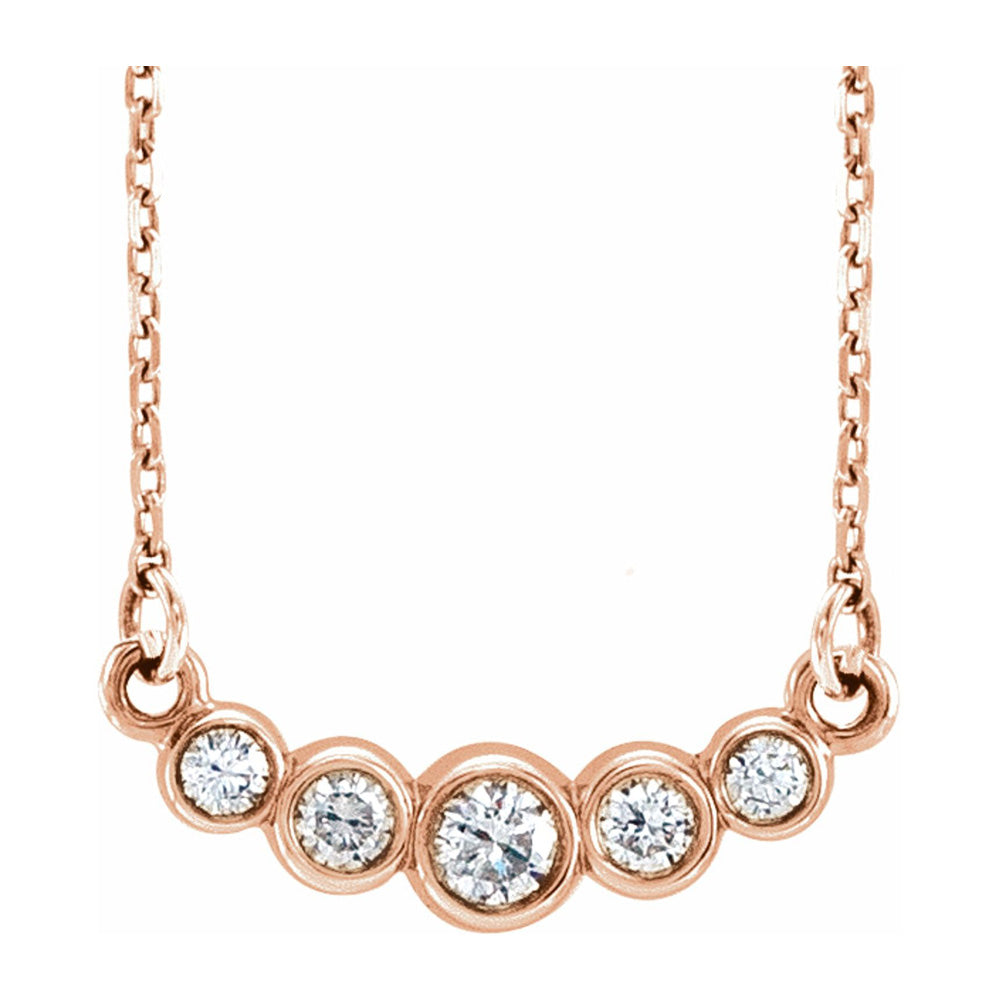 14K Yellow, White or Rose Gold &amp; Diamond 5 Stone Necklace, 16-18 Inch, Item N22805 by The Black Bow Jewelry Co.