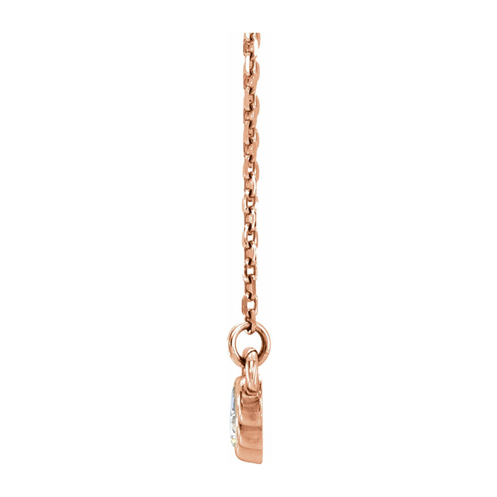 Alternate view of the 14K Rose Gold Graduated 1/5 CTW Diamond 5 Stone Necklace, 16-18 Inch by The Black Bow Jewelry Co.